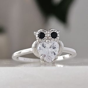 Owl Heart Ring, 925 Sterling Silver Charmed Aroma Size 7 Valentines